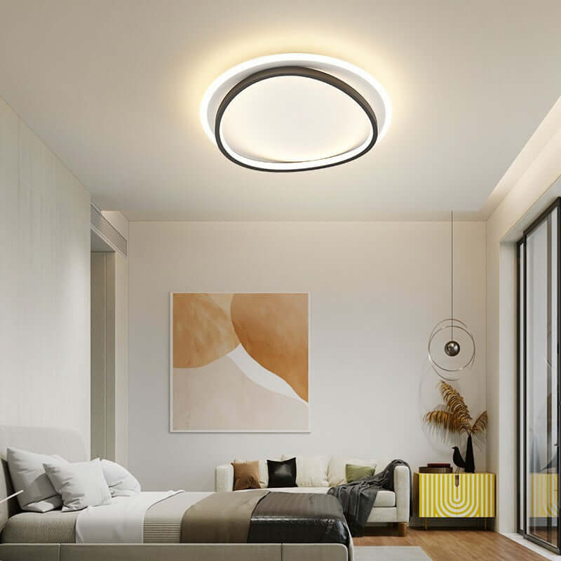 Plafonnier LED Design Noir et Or - Luminaire Moderne Rond 50cm