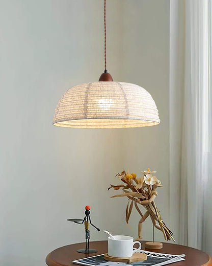 Suspension Luminaire Bois Tissu Design Naturel & Moderne