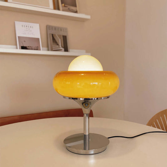 Lampe de Table Vintage en Verre Jaune Style Rétro Design
