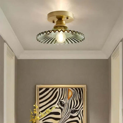 Lampe de Plafond Design Pétales Striés en Verre – Élégance Vintage