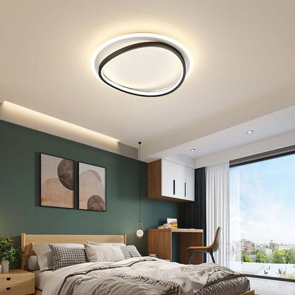 Plafonnier LED Design Noir et Or - Luminaire Moderne Rond 50cm