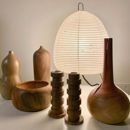 Lampe de Table Design Japonais en Papier de Mûrier – Lumière Douce