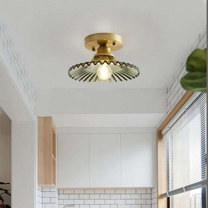 Lampe de Plafond Design Pétales Striés en Verre – Élégance Vintage
