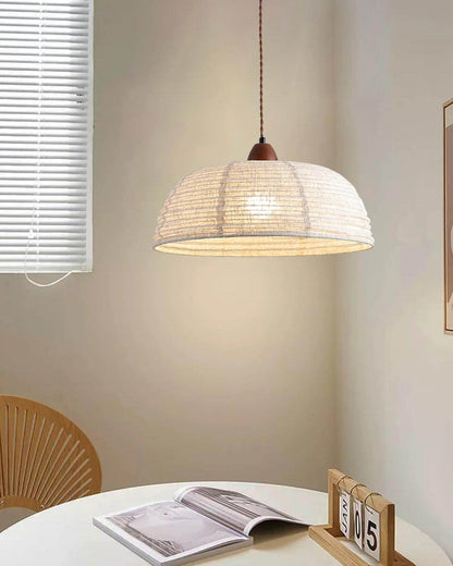 Suspension Luminaire Bois Tissu Design Naturel & Moderne
