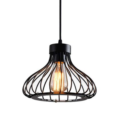 Suspension Luminaire Design Industriel Rétro Métal Noir E27