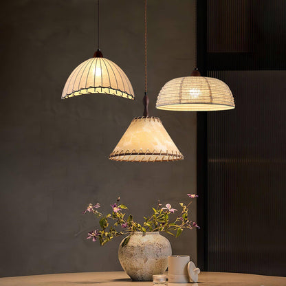 Suspension Luminaire Bois Tissu Design Naturel & Moderne