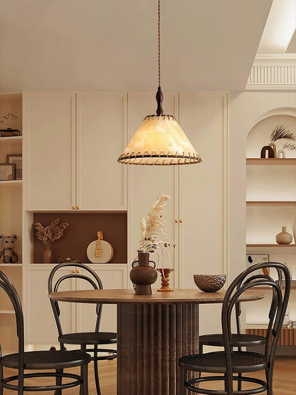 Suspension Luminaire Bois Tissu Design Naturel & Moderne