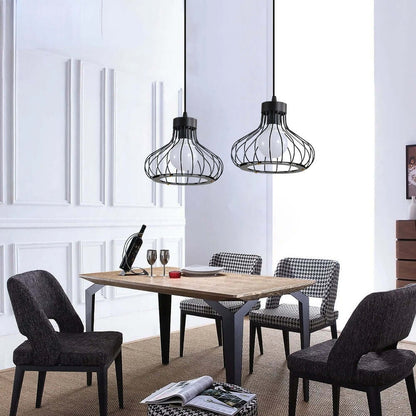 Suspension Luminaire Design Industriel Rétro Métal Noir E27