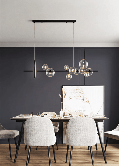 Chandelier Suspension Verre Bulles Design Moderne Luminaire LED