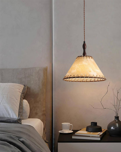 Suspension Luminaire Bois Tissu Design Naturel & Moderne