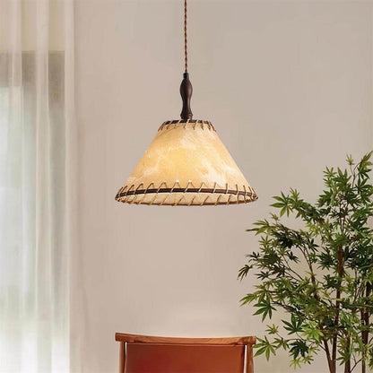 Suspension Luminaire Bois Tissu Design Naturel & Moderne