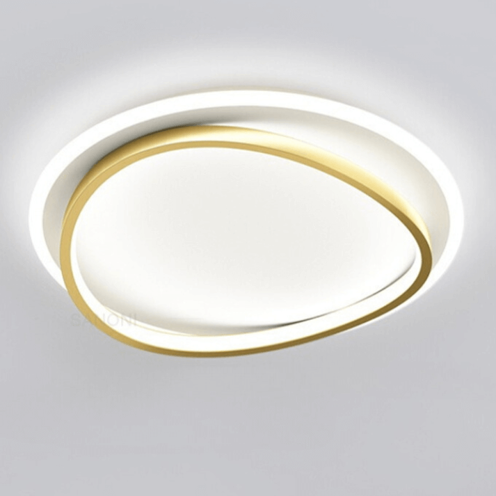 Plafonnier LED Design Noir et Or - Luminaire Moderne Rond 50cm
