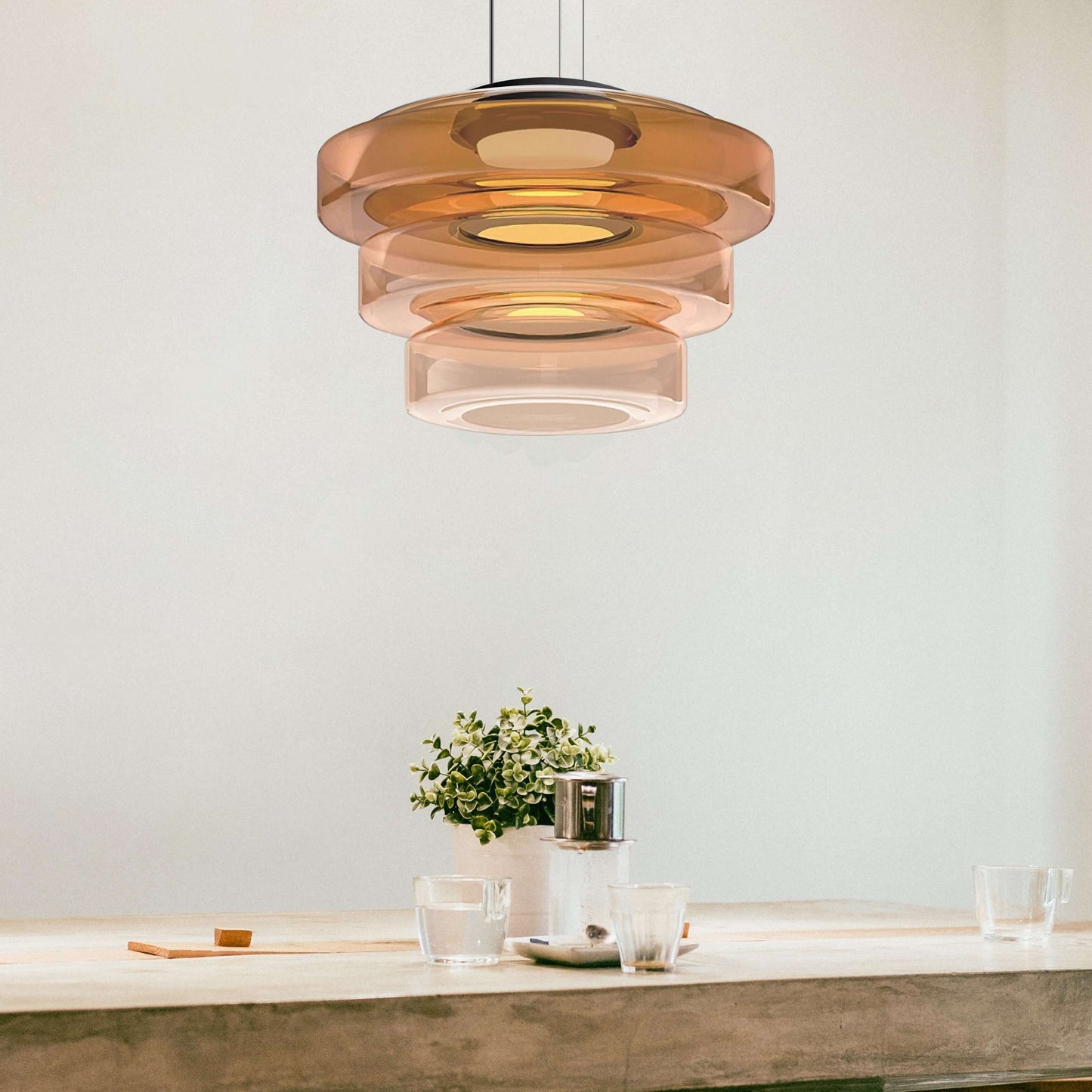Suspension Luminaire Design en Verre Éclatant - Style Moderne Intérieur
