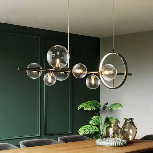 Chandelier Suspension Verre Bulles Design Moderne Luminaire LED