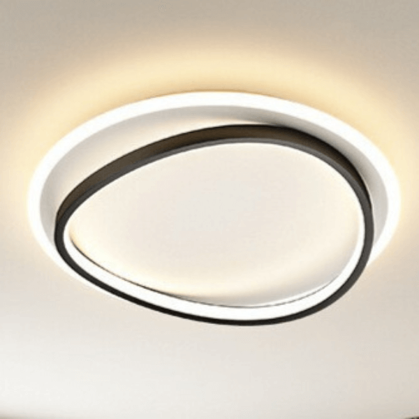 Plafonnier LED Design Noir et Or - Luminaire Moderne Rond 50cm