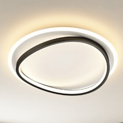 Plafonnier LED Design Noir et Or - Luminaire Moderne Rond 50cm