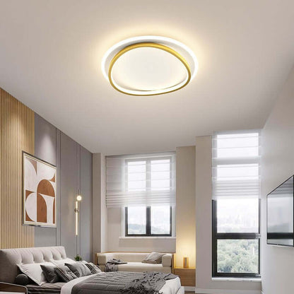 Plafonnier LED Design Noir et Or - Luminaire Moderne Rond 50cm