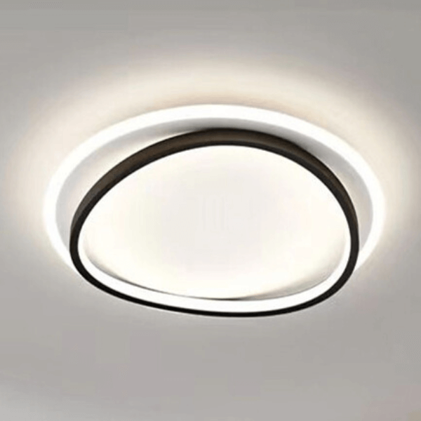 Plafonnier LED Design Noir et Or - Luminaire Moderne Rond 50cm