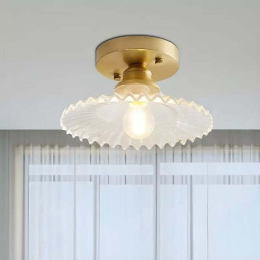Lampe de Plafond Design Pétales Striés en Verre – Élégance Vintage