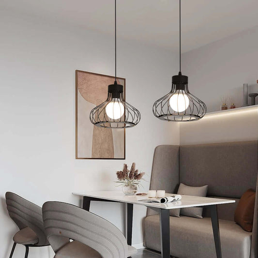 Suspension Luminaire Design Industriel Rétro Métal Noir E27
