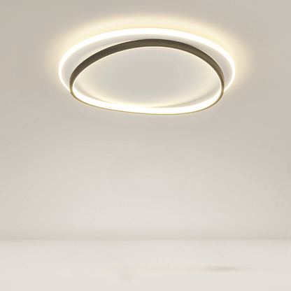 Plafonnier LED Design Noir et Or - Luminaire Moderne Rond 50cm