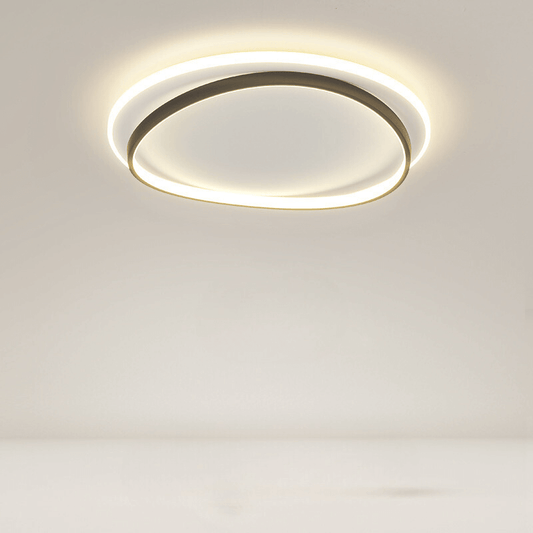 Plafonnier LED Design Noir et Or - Luminaire Moderne Rond 50cm