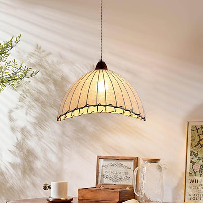 Suspension Luminaire Bois Tissu Design Naturel & Moderne