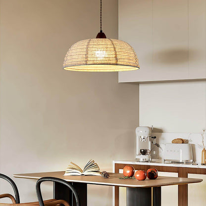 Suspension Luminaire Bois Tissu Design Naturel & Moderne