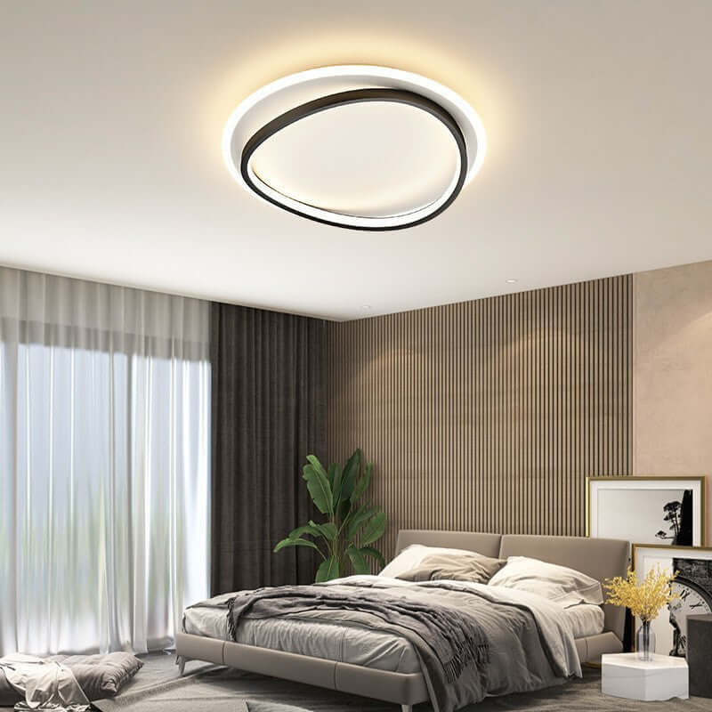 Plafonnier LED Design Noir et Or - Luminaire Moderne Rond 50cm