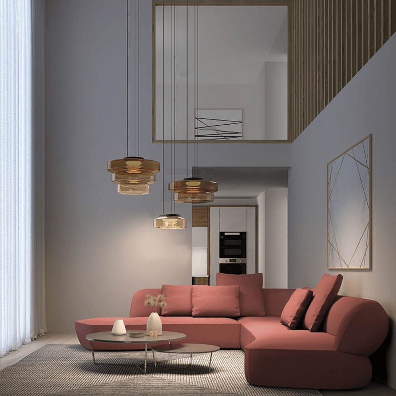 Suspension Luminaire Design en Verre Éclatant - Style Moderne Intérieur
