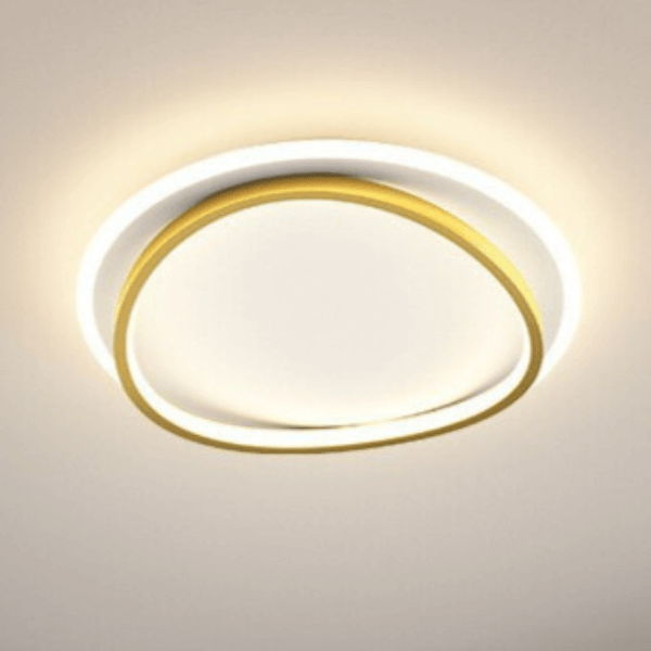 Plafonnier LED Design Noir et Or - Luminaire Moderne Rond 50cm