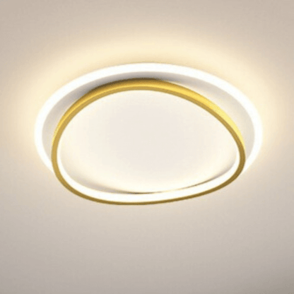 Plafonnier LED Design Noir et Or - Luminaire Moderne Rond 50cm